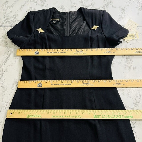 Scott McCLintock Black Sheath Knee Length Dress Size 14 Cocktail Rhinestones Y2K - Picture 11 of 16